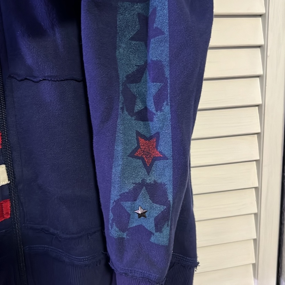 Disney Authentic Mickey Star Pattern Pull Zip Hoo… - image 4